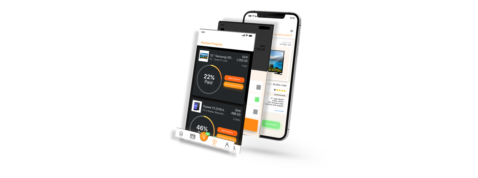 Payment method selection screen with Ghanaian mobile money options